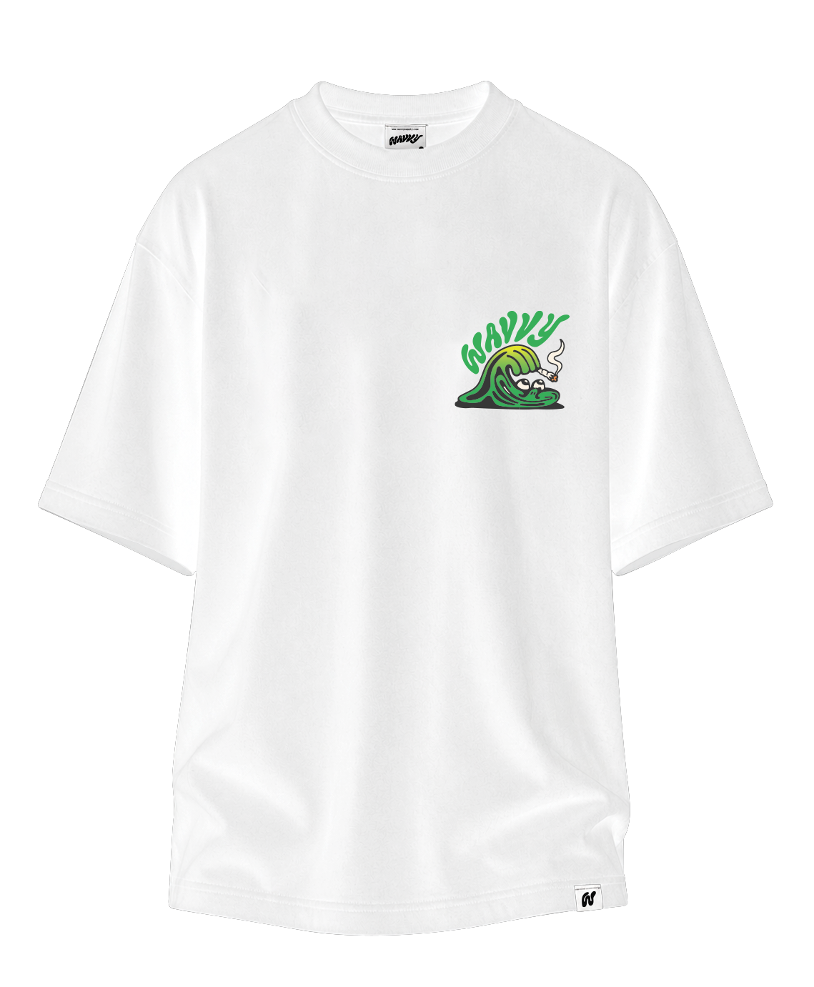 Wavvy Classic Tee - White - Green print