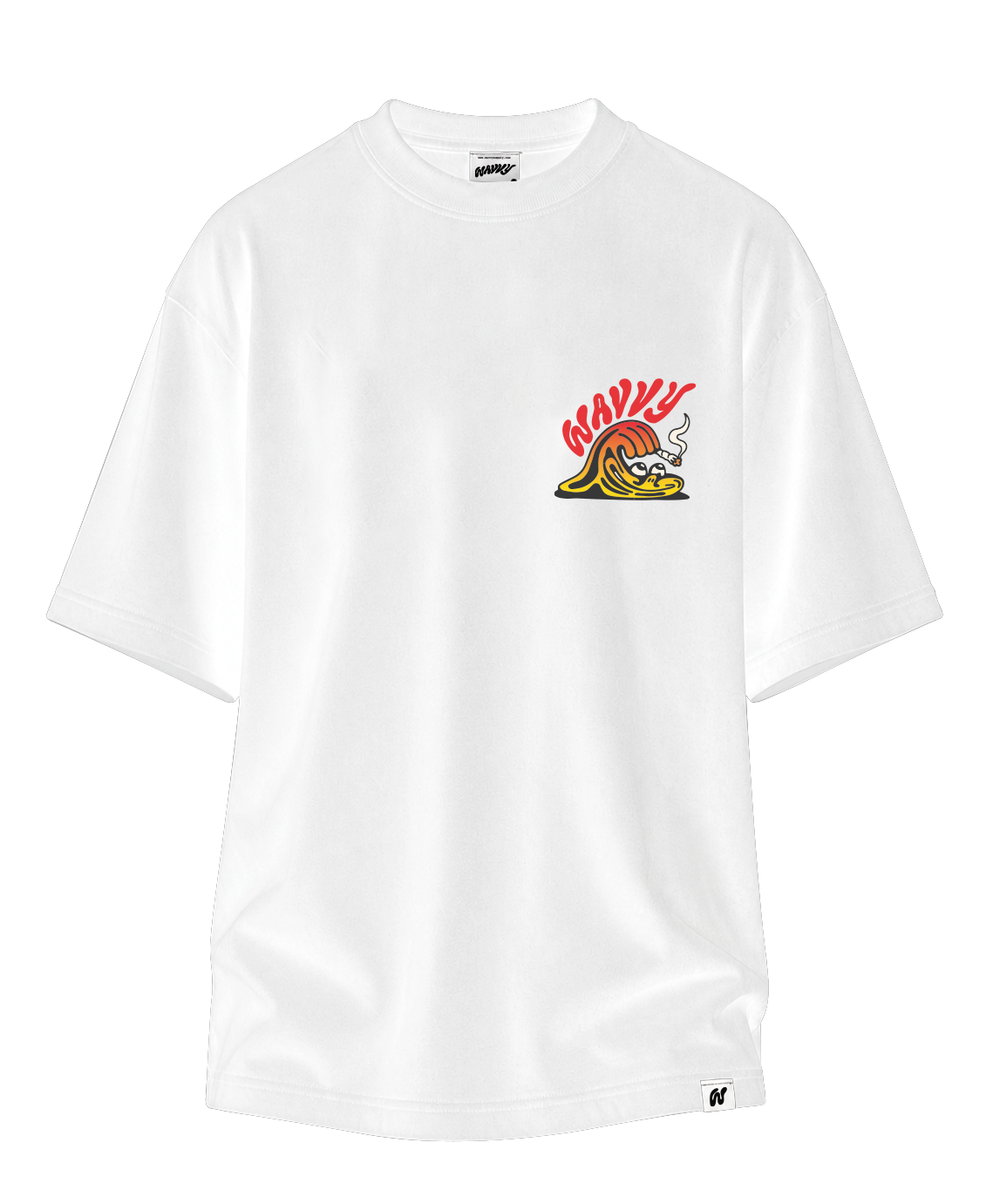Wavvy Classic Tee - White - Red print